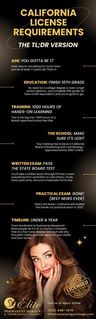 California Cosmetology License Requirements The TLDR Version Infographic