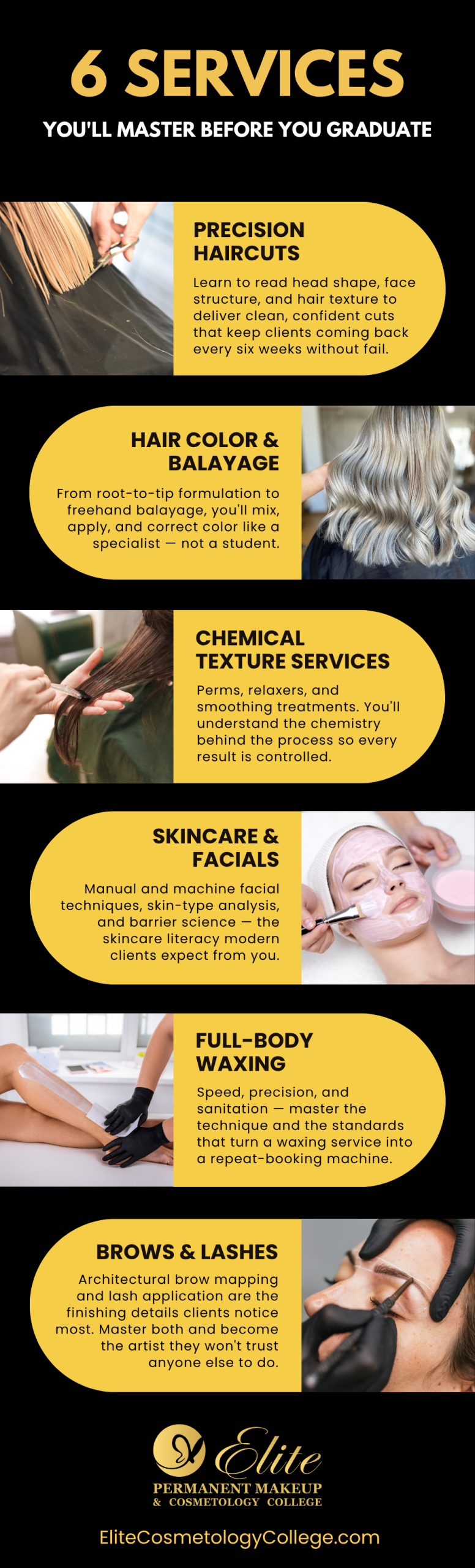 6 Services You will Master Before You Graduate Cosmetology School Infographic